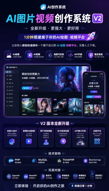 AI图片视频创作系统V2版本-云梦阁