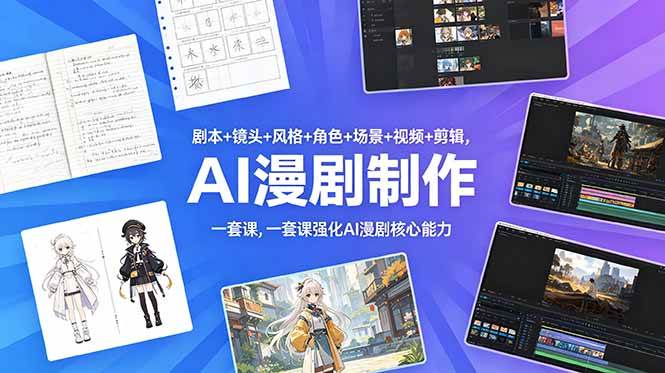 （18734期）剧本+镜头+风格+角色+场景+视频+剪辑，一套课强化AI漫剧核心能力-云梦阁