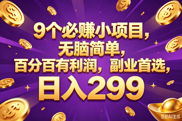 （18736期）9个必赚的小项目，百分百赚元子，无脑简单，副业首选，日入299+-云梦阁