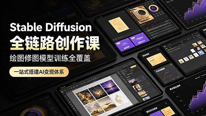 （19154期）Stable Diffusion全链路创作课，绘图修图模型训练全覆盖，一站式搭建AI变现体系-云梦阁