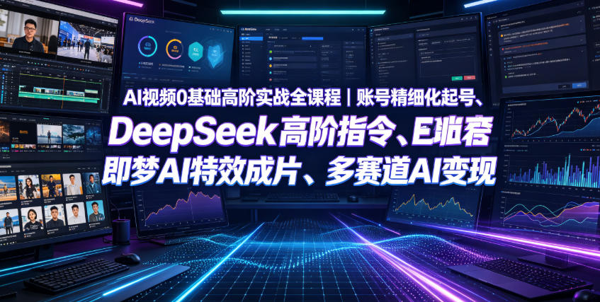 AI视频0基础高阶实战全课程｜账号精细化起号、DeepSeek高阶指令、即梦AI特效成片、多赛道AI短视频量产变现-云梦阁