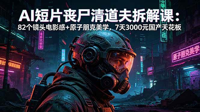 （18649期）AI短片《丧尸清道夫》拆解课：82个镜头电影感+原子朋克美学，7天3000元国产天花板-云梦阁