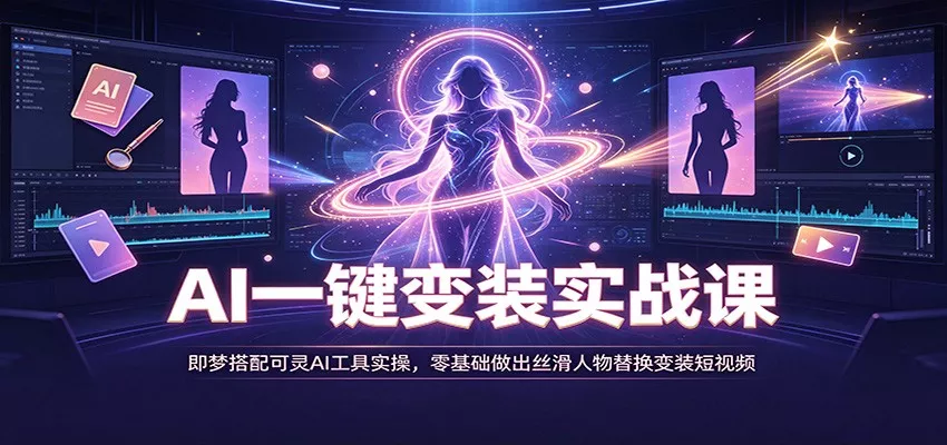 AI一键变装实战课：即梦搭配可灵AI工具实操，零基础做出丝滑人物替换变装短视频-云梦阁