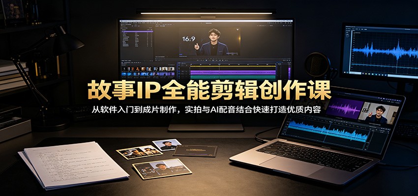 故事IP全能剪辑创作课：从软件入门到成片制作，实拍与AI配音结合快速打造优质内容-云梦阁