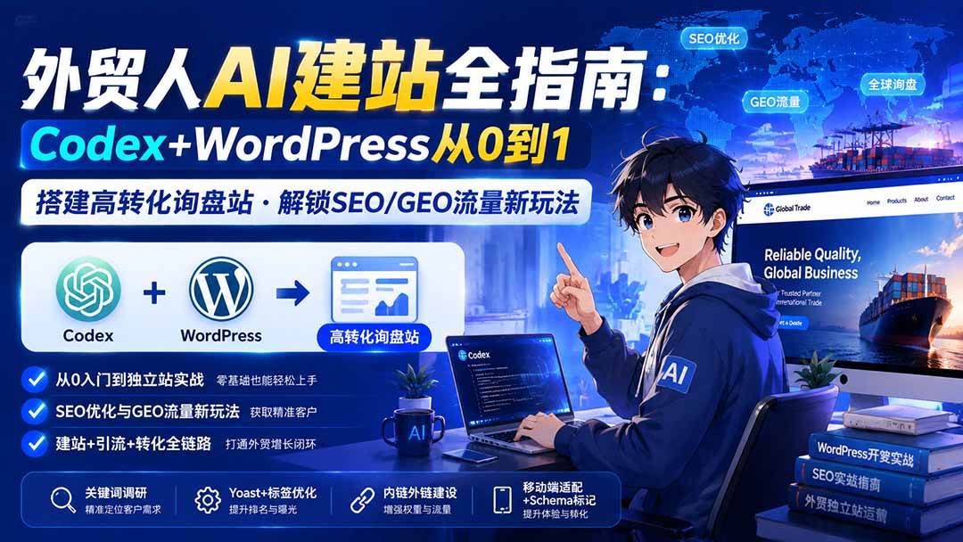 （19818期）外贸人AI建站全指南：Codex+WordPress从0到1·搭建高转化询盘站·解锁SEO/GEO流量新玩法-更新-云梦阁